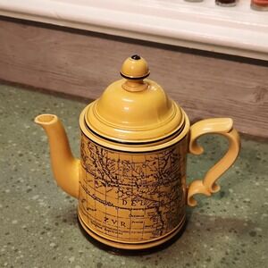 Vintage Norcrest Tea Pot with Map Print, Decorative